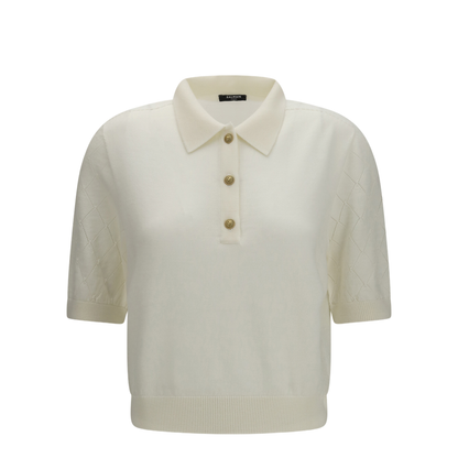 MAYFEYR - Balmain - Wool Polo With Vintage Buttons - HF1GB040KJ99