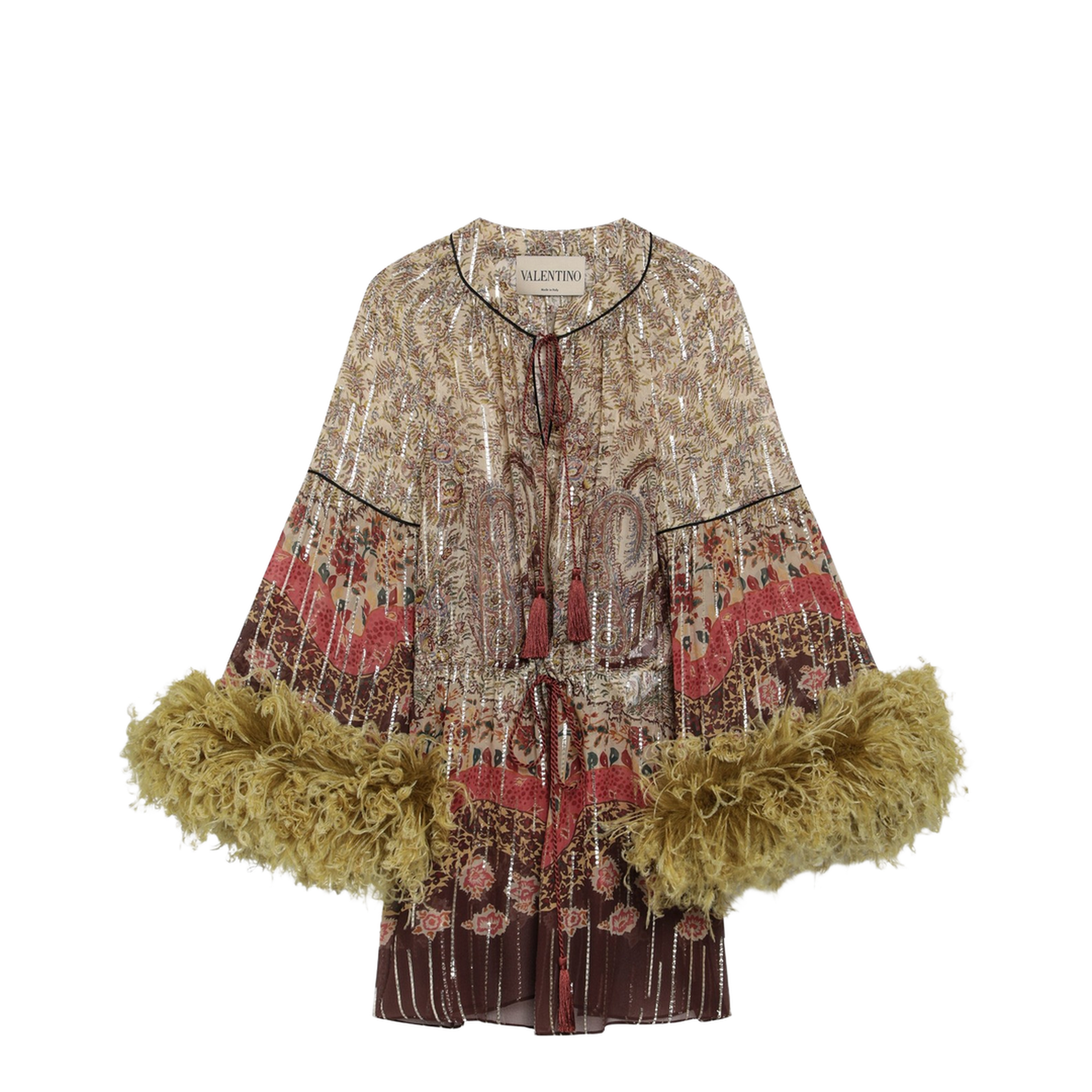 MAYFEYR - Valentino - Paisley Print Georgette Blouse With Feathers - 8B3AEBB7A54BR9