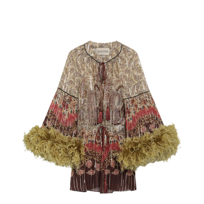 MAYFEYR - Valentino - Paisley Print Georgette Blouse With Feathers - 8B3AEBB7A54BR9