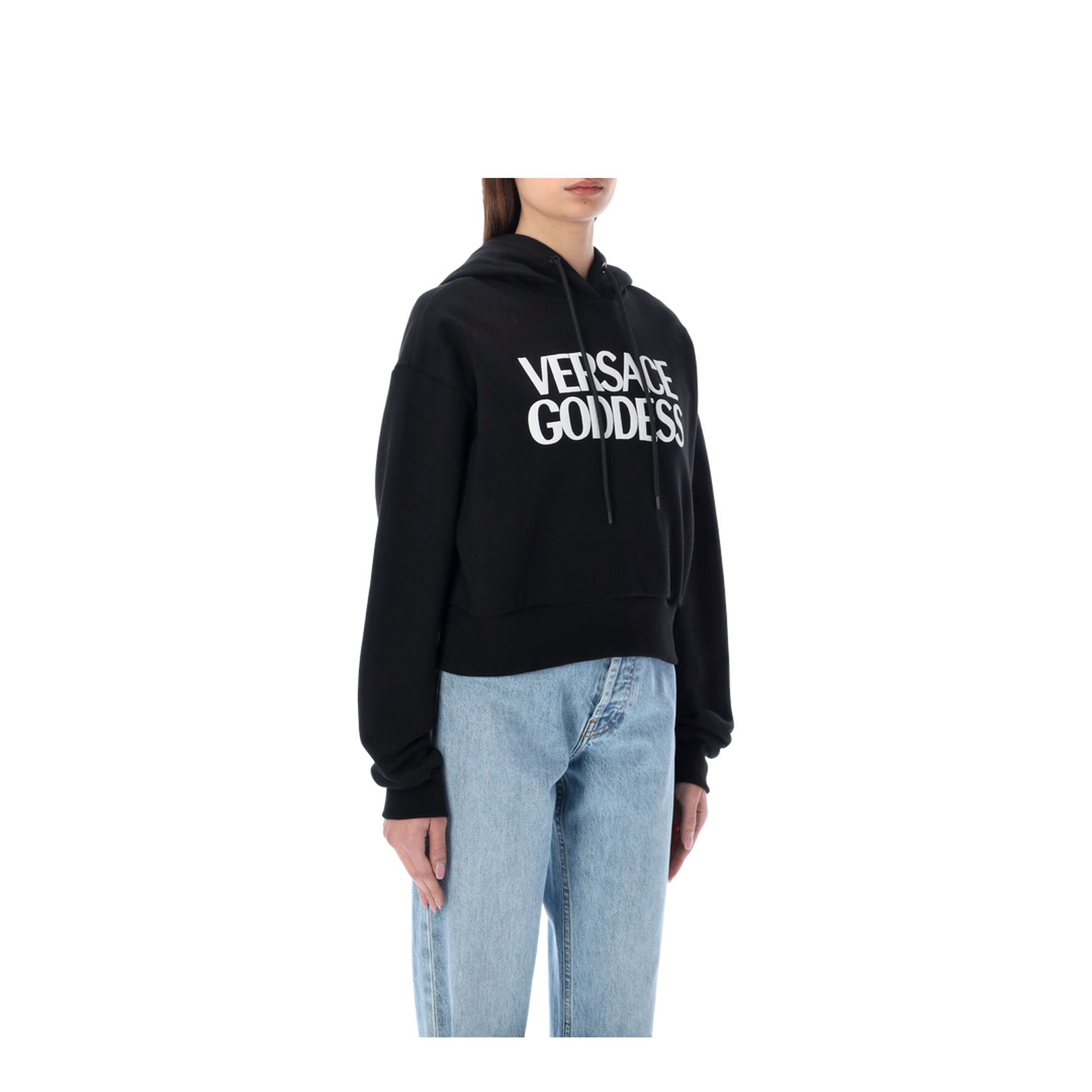 Crop Fit Cotton Sweatshirt In Black