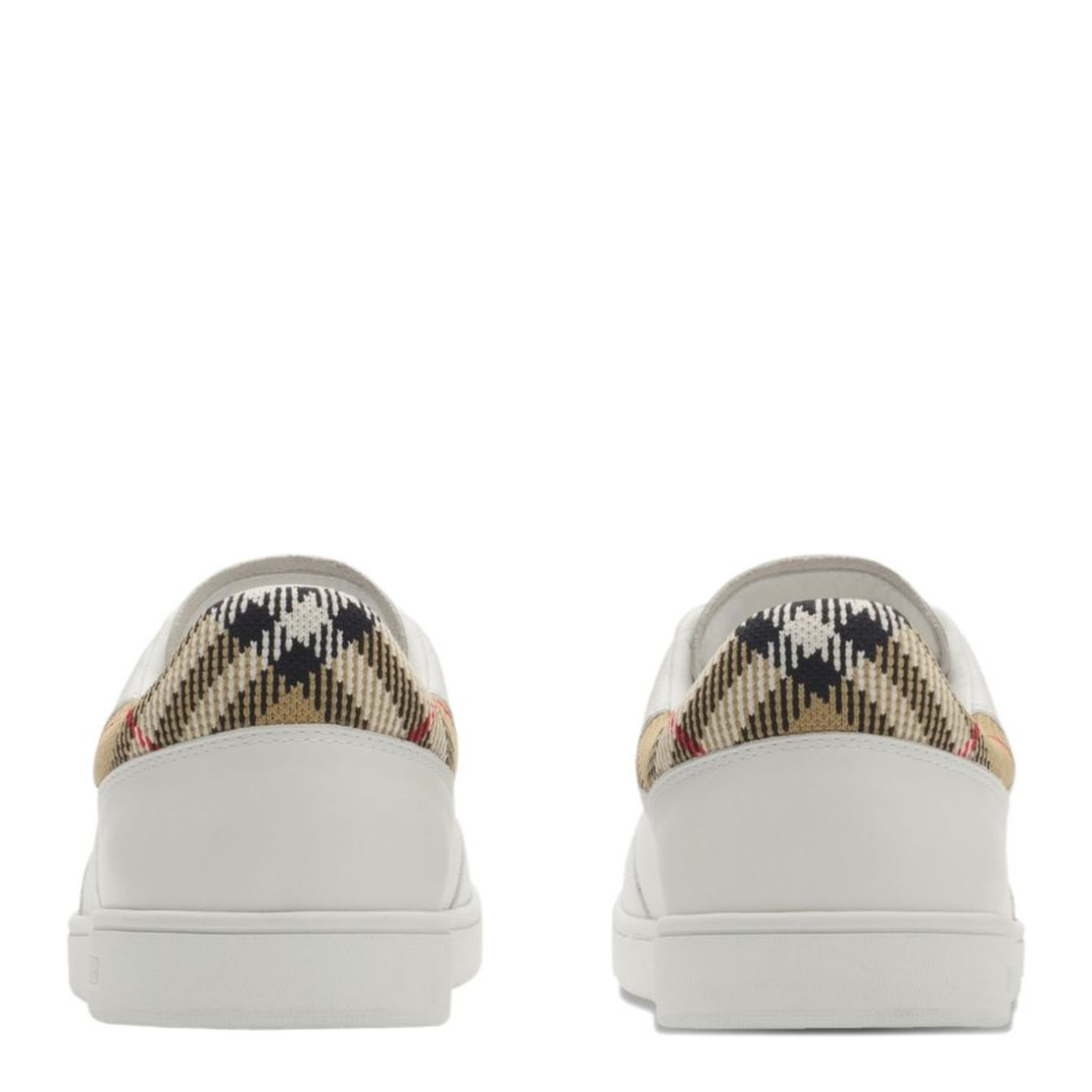 Checked Heel Leather Low-Top Sneakers
