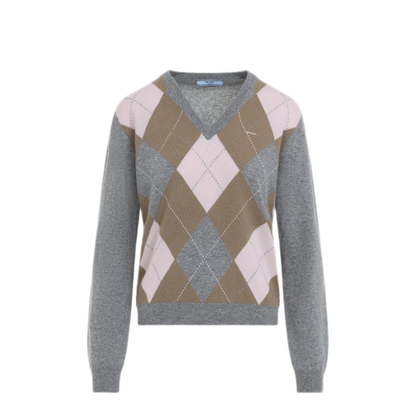 MAYFEYR - Prada - Argyle V-Neck Sweater - P24G3QSOOO6519F0LPX