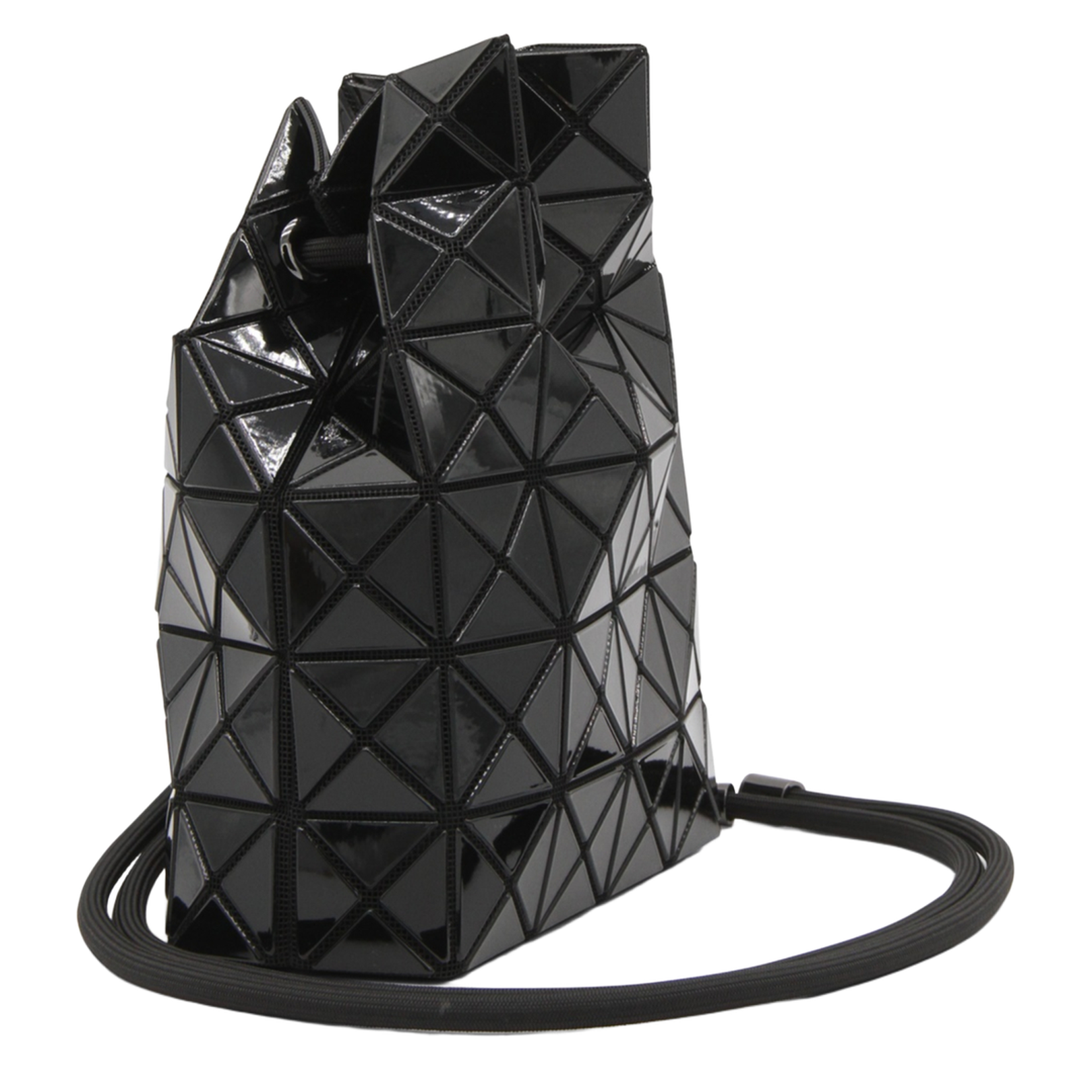 Geometric Black Drawstring Bag