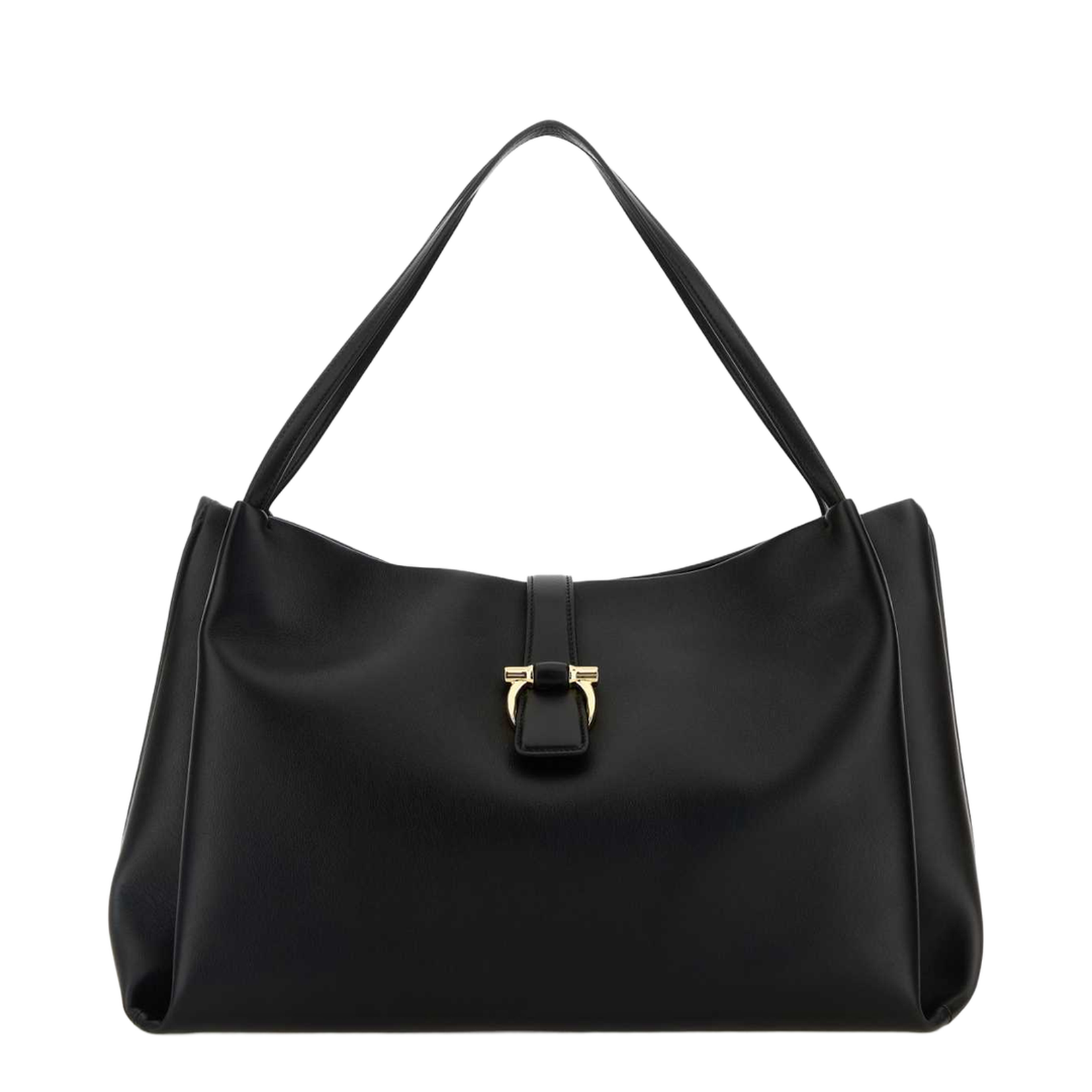 Black Leather Shopping Bag
