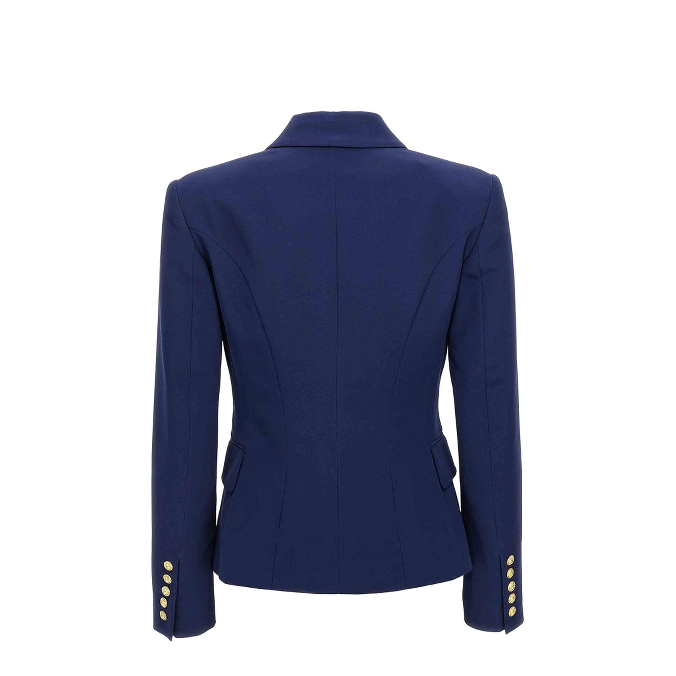 Double-Breasted Jacket in Blue Grain de Poudre Wool