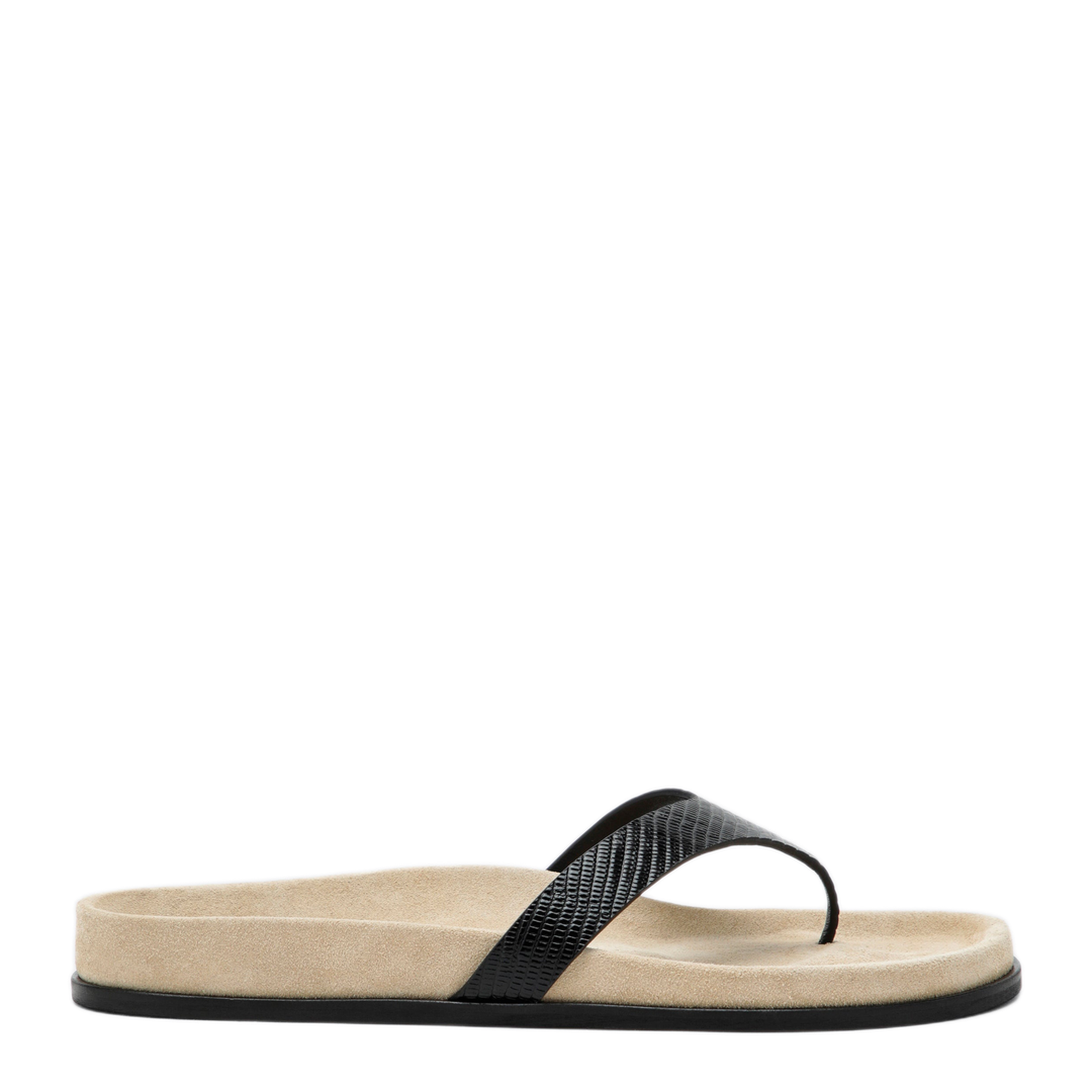 MAYFEYR - Toteme - Beige Black Lizard-Effect Leather Flip-Flops - 263-WAS0333LE0228314