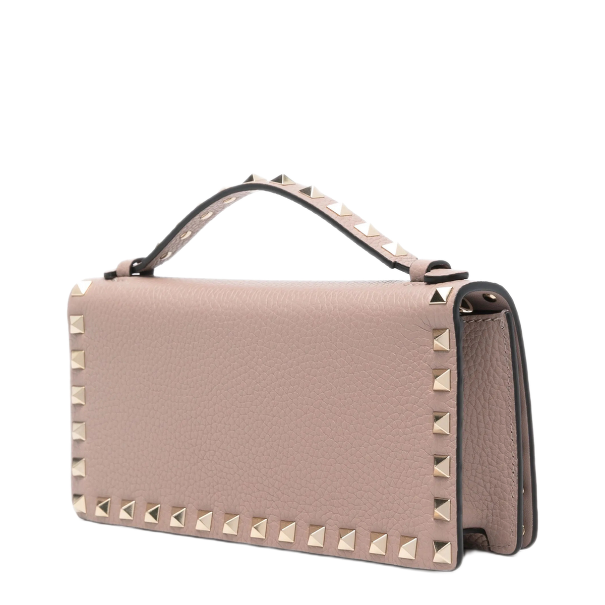 Rockstud Small Grainy Calfskin Shoulder Bag - Light Ivory