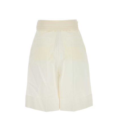 White Cotton Blend Bermuda Shorts