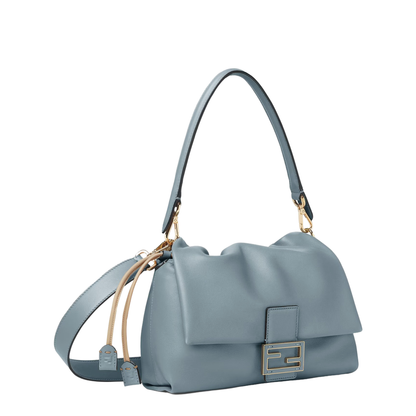 Mamma Baguette Medium Leather Shoulder Bag - Light Blue
