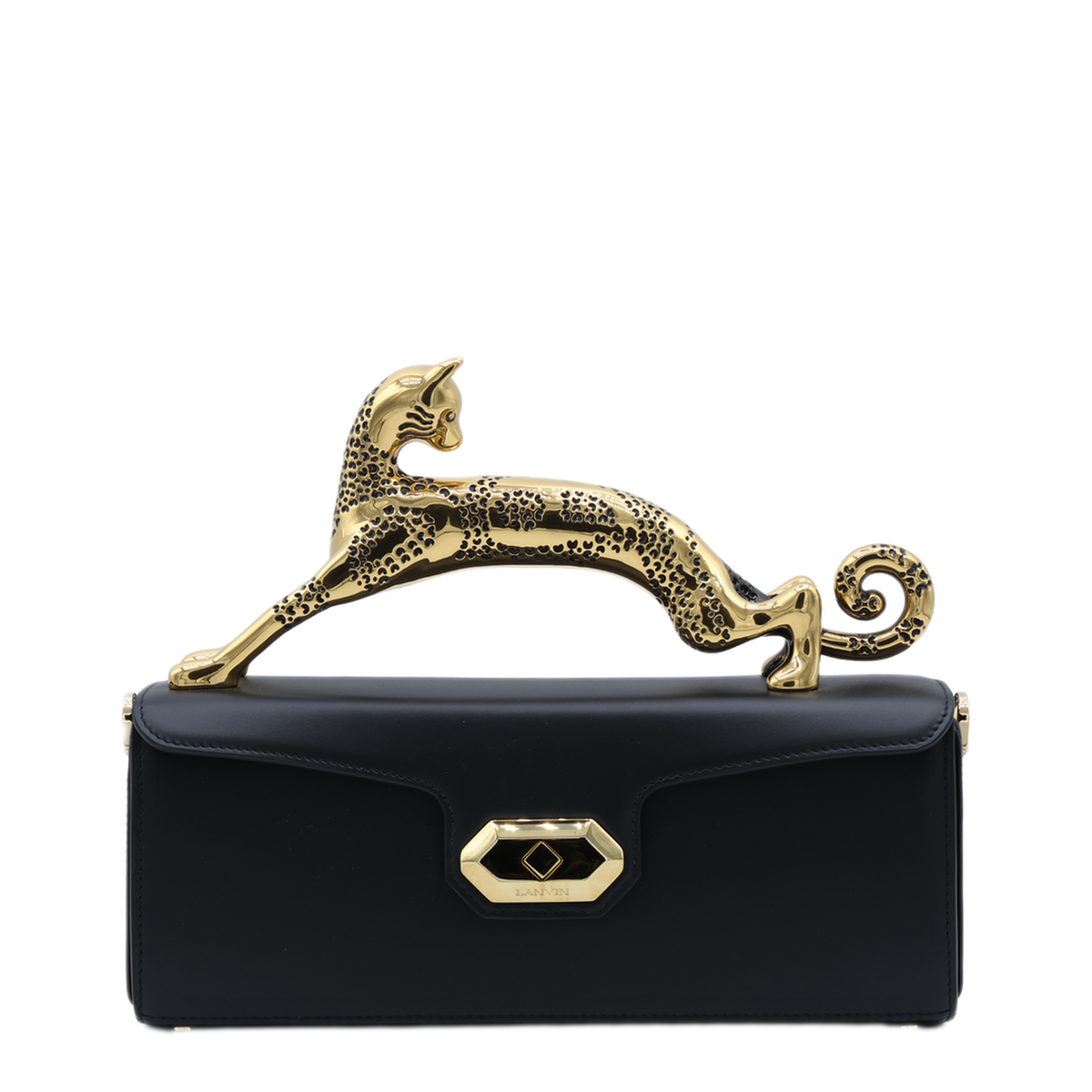 Pencil Cat Small Calf Leather Handbag - Black