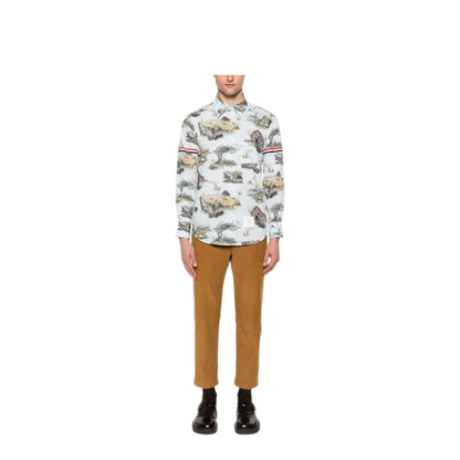 MAYFEYR - Thom Browne - Straight Fit Bd Pc L/S Shirt With Gg Armband In Scenic Toile Small Cotton Popeline - MWL301OF0976996