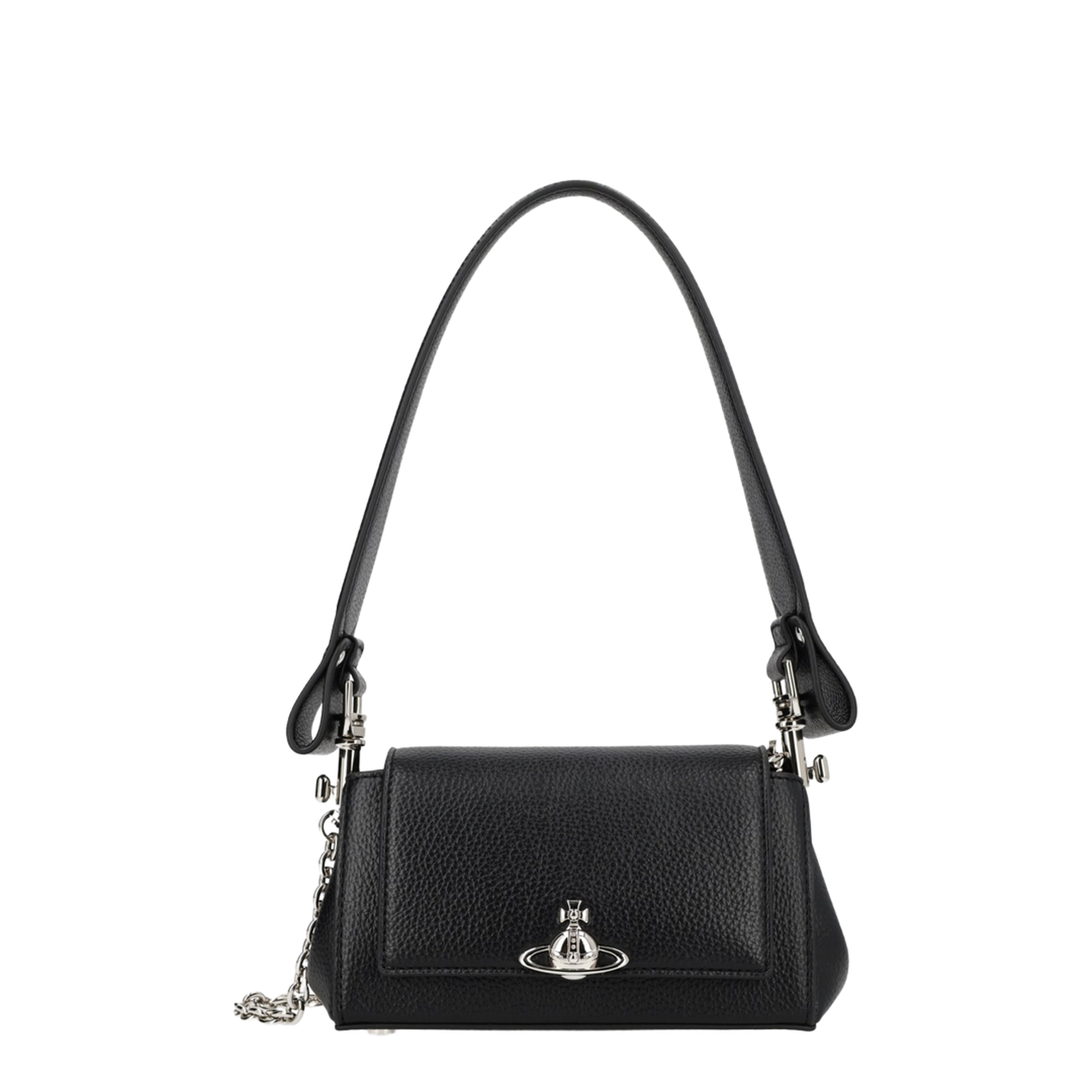 Hazel Polyurethane Shoulder Bag - Black
