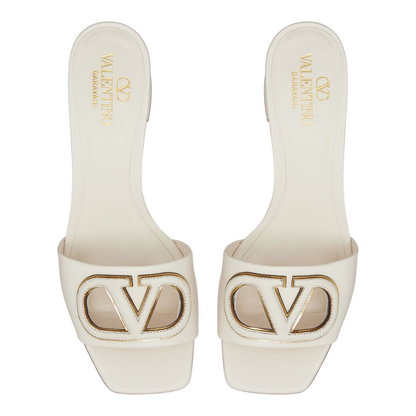 VLogo Cut-Out Leather Mules