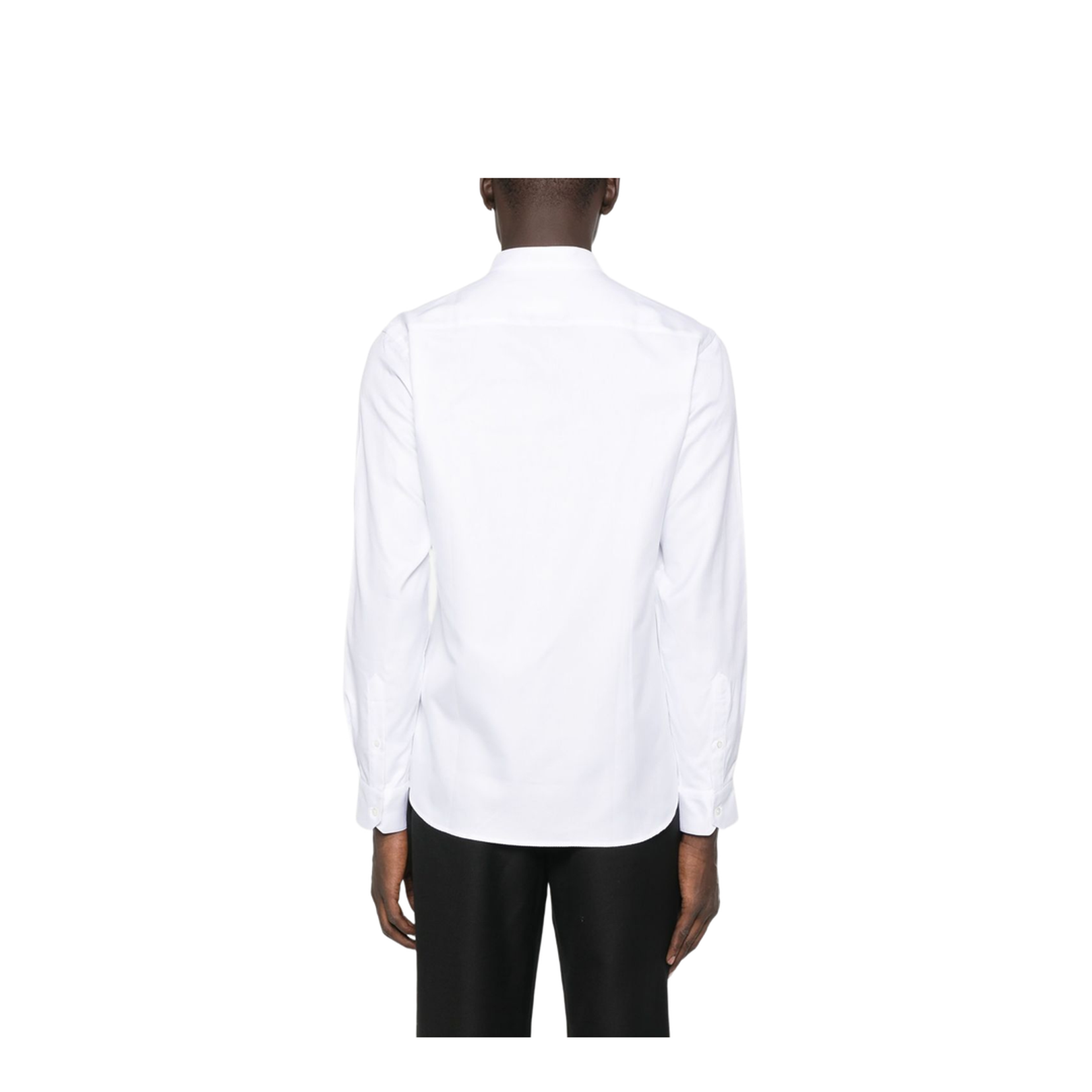 White Mandarin Collar Long Sleeve Button Fastening Shirt