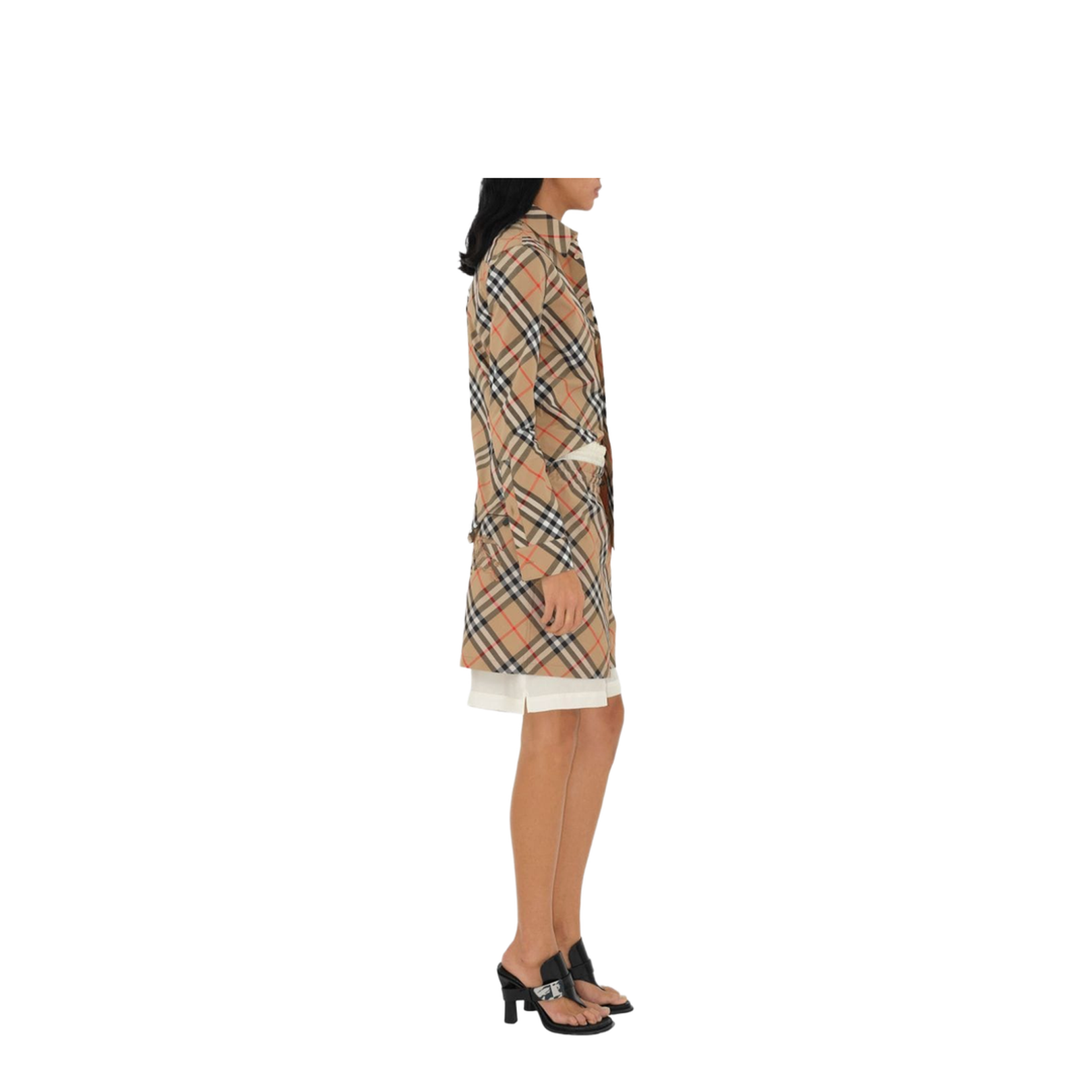 Check Cotton Shirt In Beige