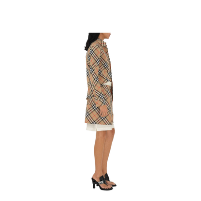 Check Cotton Shirt In Beige