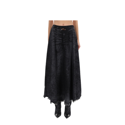 Full Skirt in Lasered Cotton-Hemp Denim