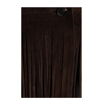 Single-Breasted Suede Jacket with Fringing