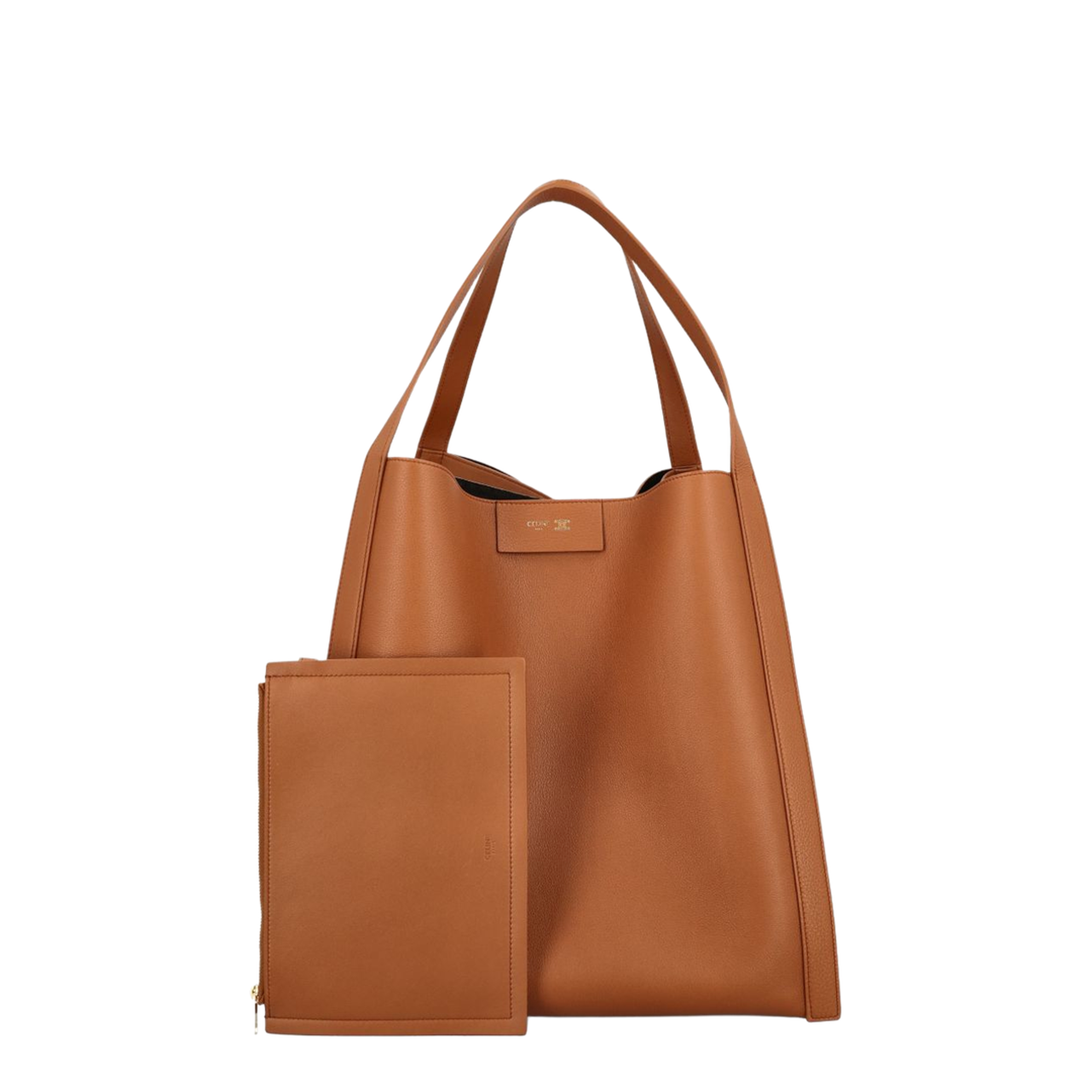 Double Cube Leather Handbag - Brown