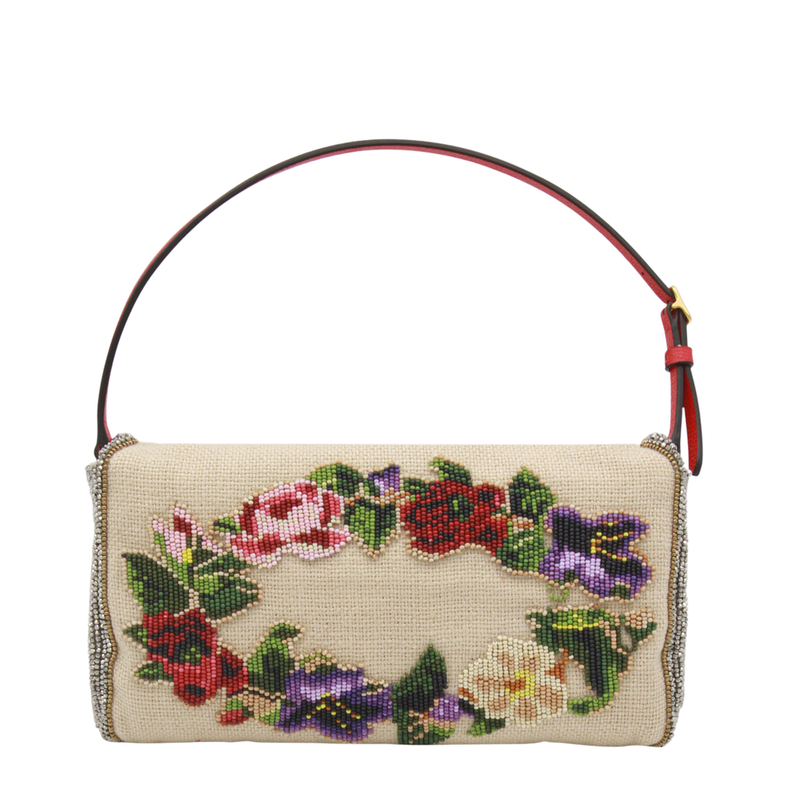 Soft Beads Embroidered Linen Shoulder Bag