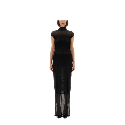 Mesh Dress with Flocked Logo