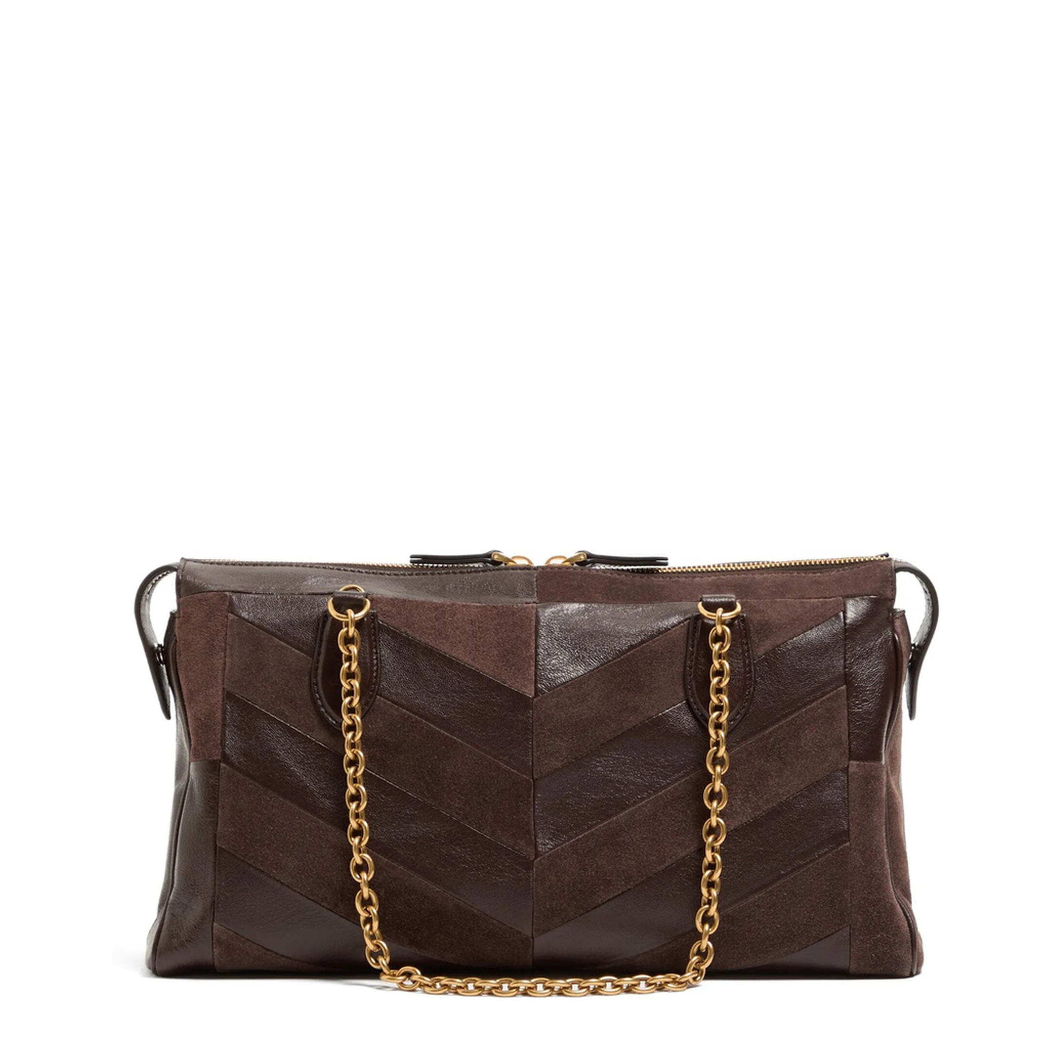 MAYFEYR - Valentino - Panthea Medium Shoulder Bag In Suede And Nappa Leather With Chevron Motif - WB0S70DED