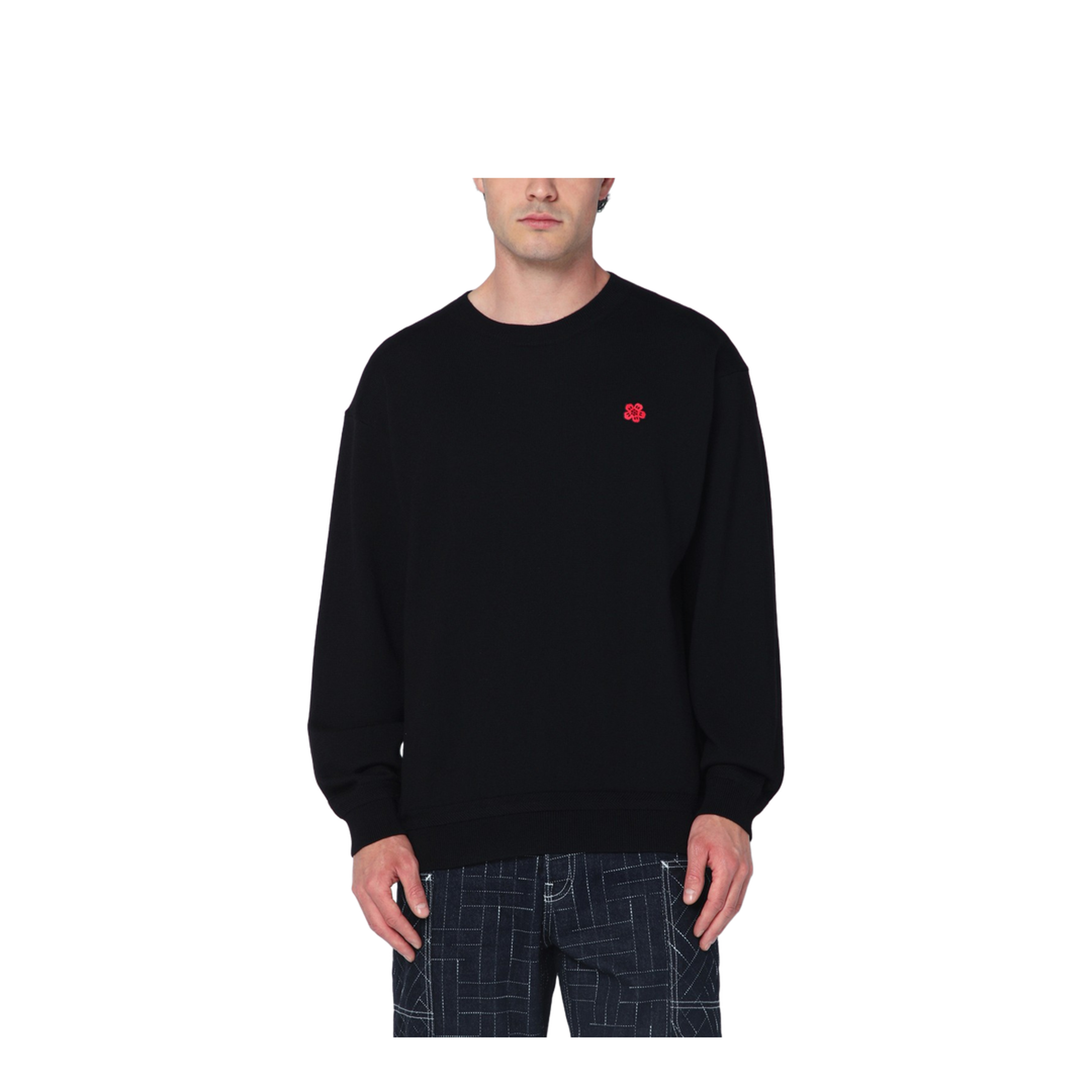 Black Wool Crew Neck Sweater
