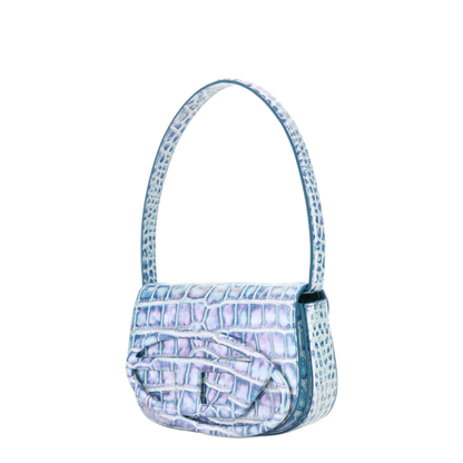 1DR Shoulder Bag Medium Polyurethane - Clear Blue