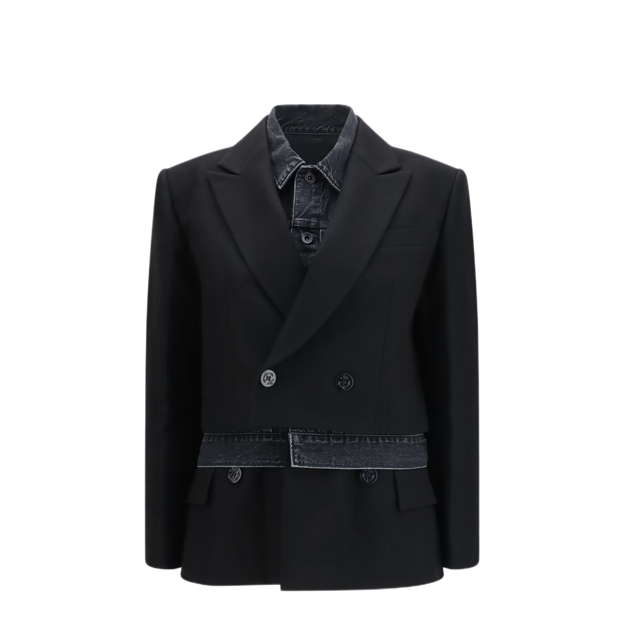 MAYFEYR - Sacai - Wool Flannel And Denim Jacket - 2608639001