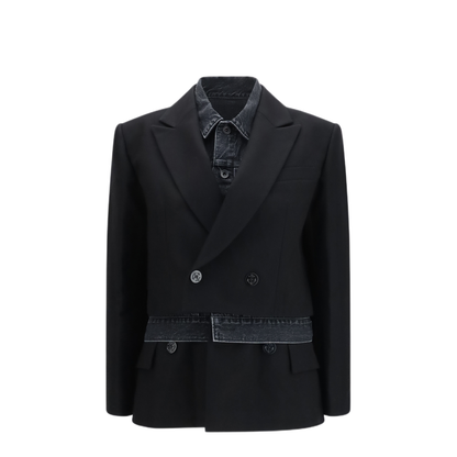 MAYFEYR - Sacai - Wool Flannel And Denim Jacket - 2608639001