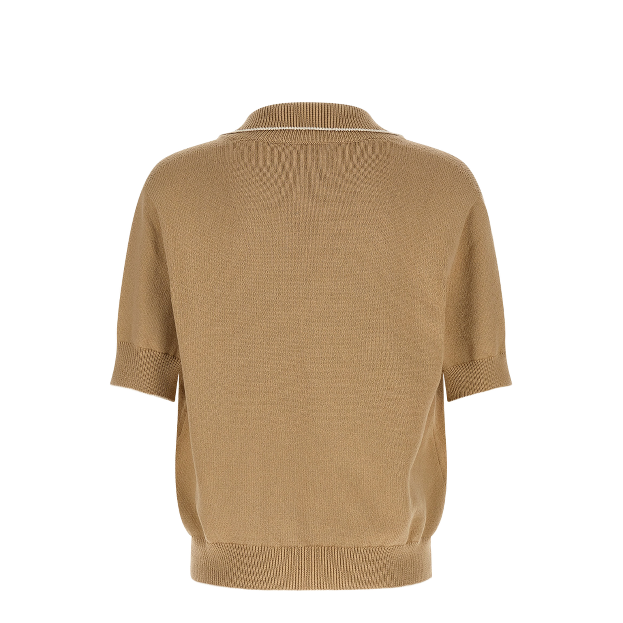 Écusson Knit Polo Shirt Beige