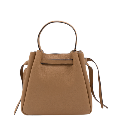 Pebbled Leather Bucket Bag - Caramel