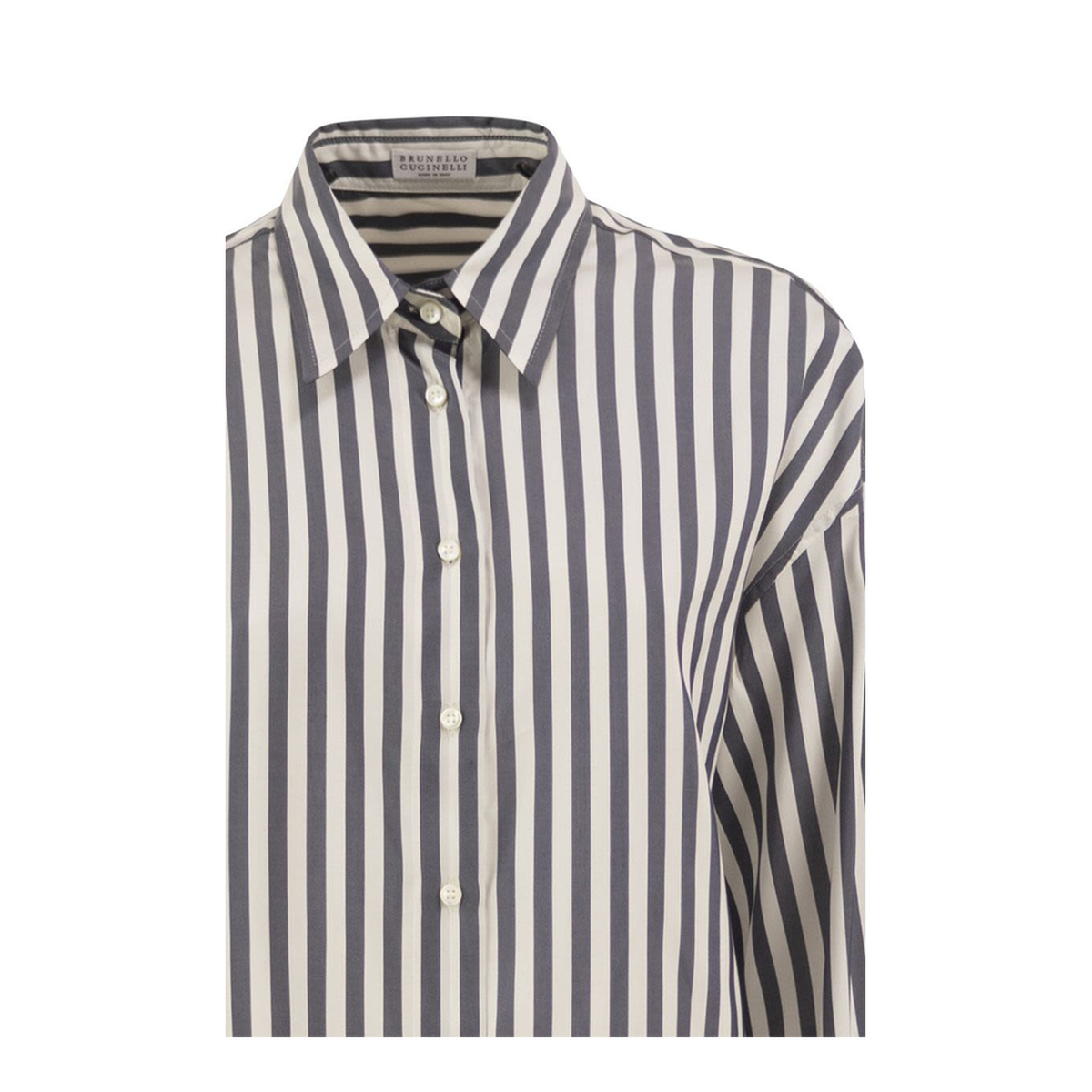 MAYFEYR - Brunello Cucinelli - Striped Silk Shirt With Knitted Insert - MG702M3X06C003