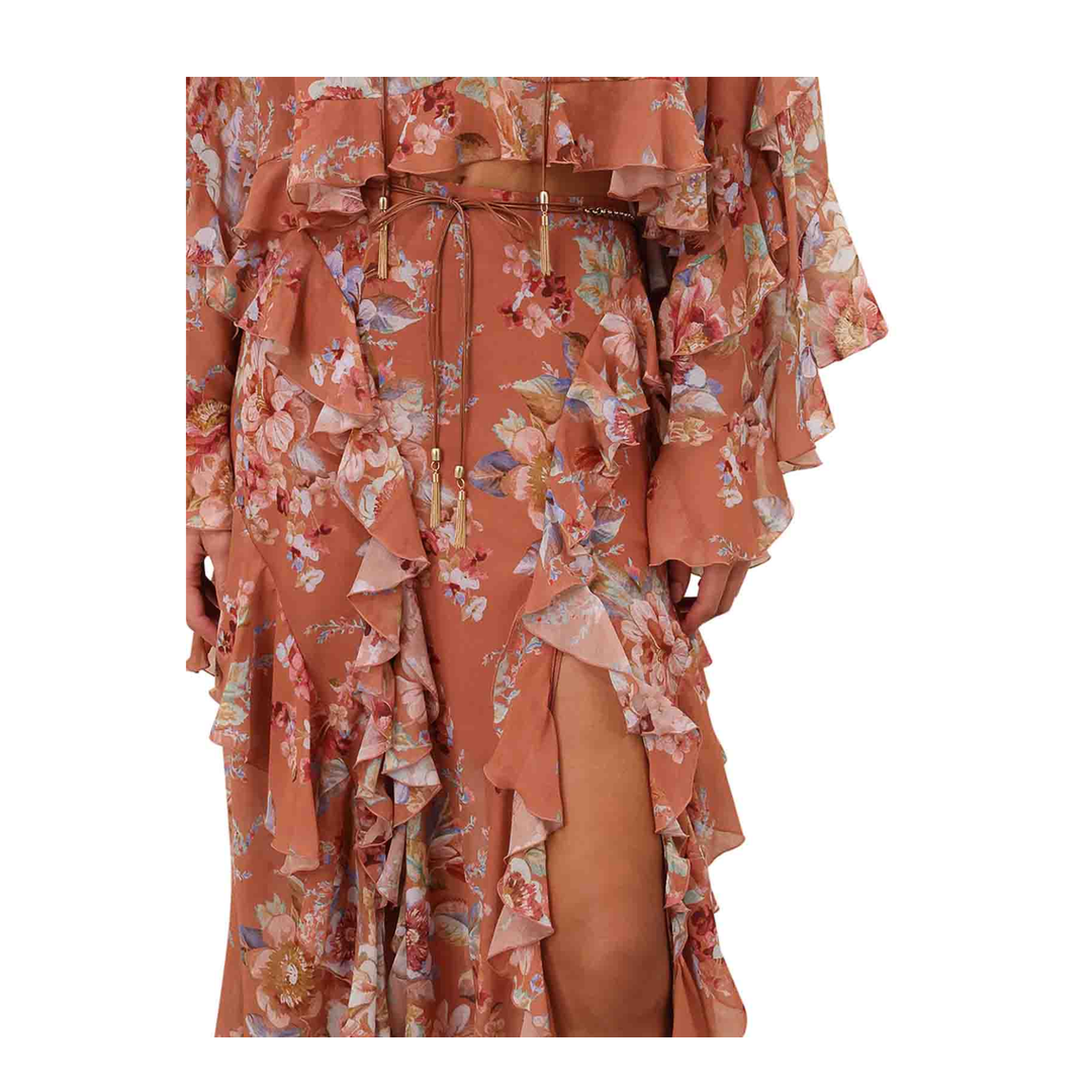 Orange Cotton Long Skirt