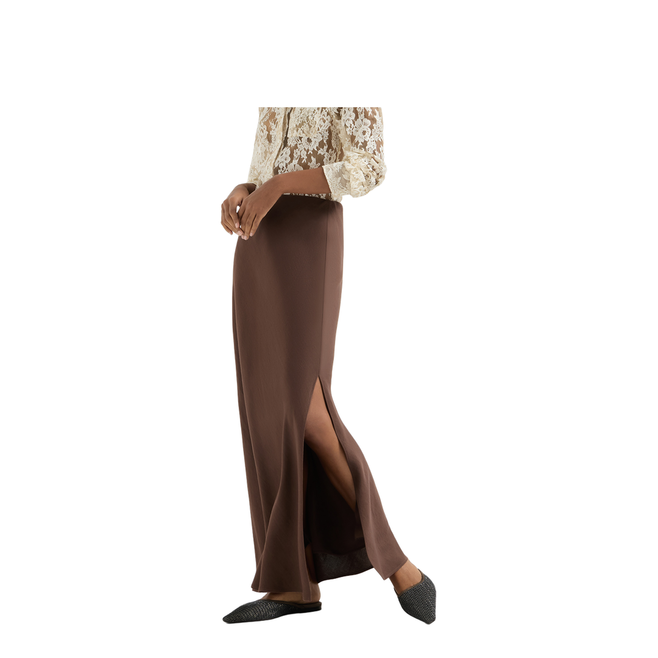 MAYFEYR - Brunello Cucinelli - Brown Viscose Blend Skirt - MH126G3396C9284