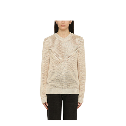 Recycled Polyester Ecru Crew-Neck Jumper