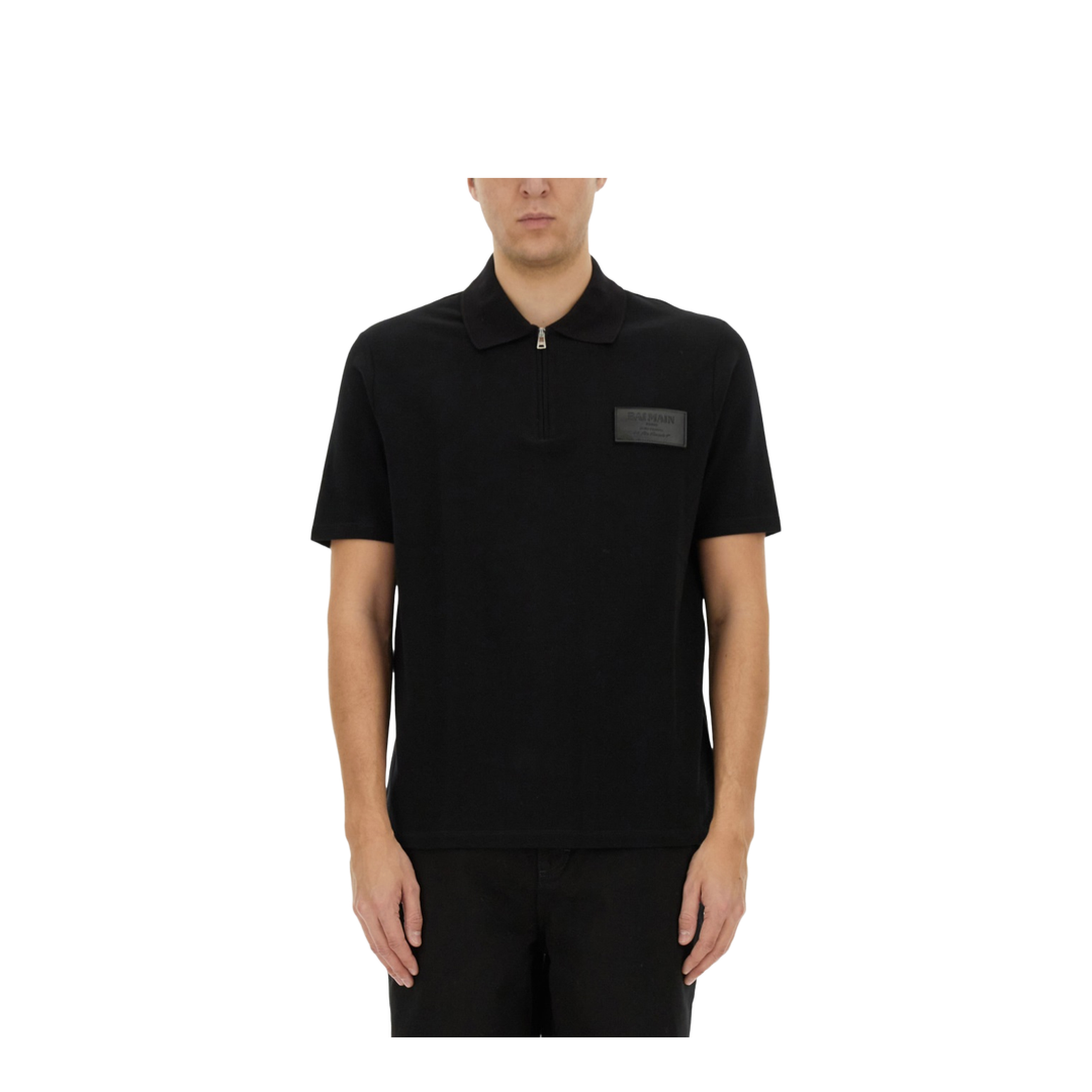 Cotton Polo with Patch Cotton Black