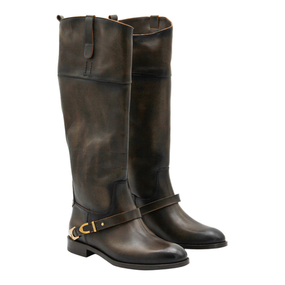 Charlie Dark Brown Leather Boots