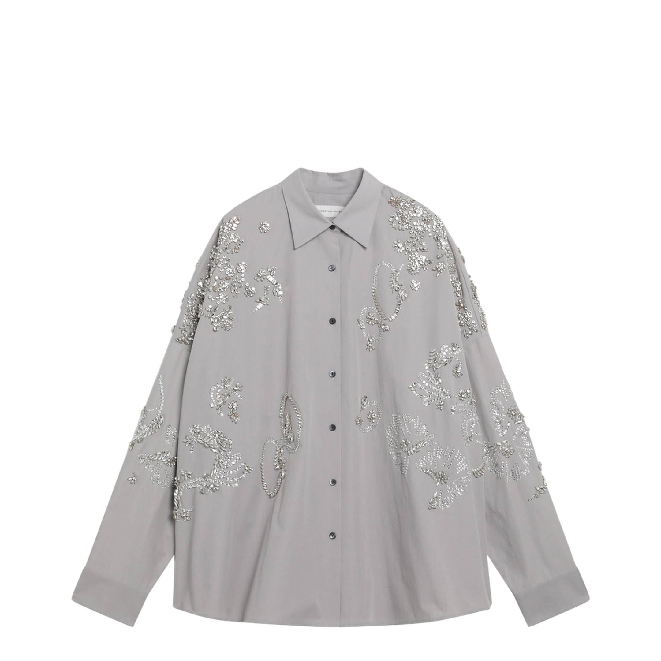 MAYFEYR - Dries Van Noten - Grey Shirt With Sequin Embroidery - 107593309800