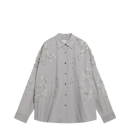 MAYFEYR - Dries Van Noten - Grey Shirt With Sequin Embroidery - 107593309800
