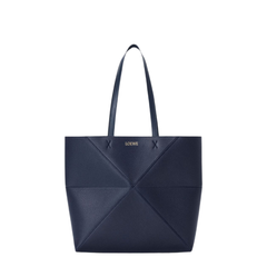 Puzzle Fold Horizontal Medium Calfskin Tote Bags - Deep Navy