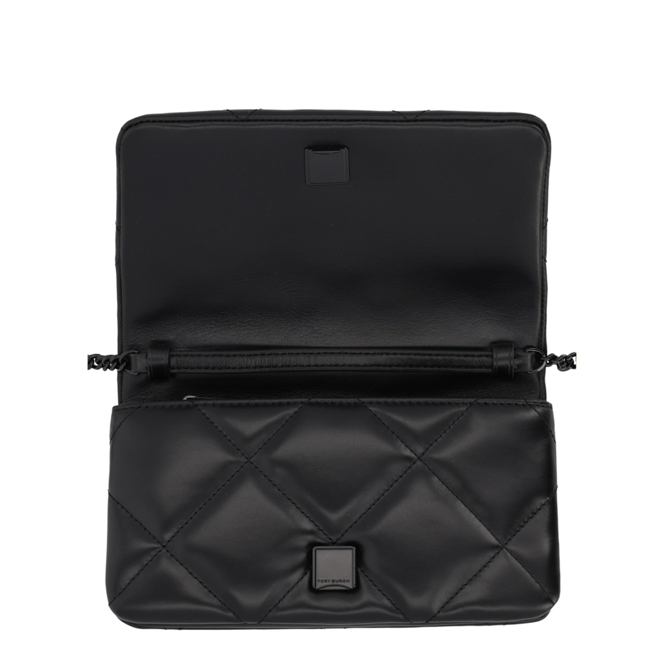 Black Kira Diamond Quilt Wallet on Chain