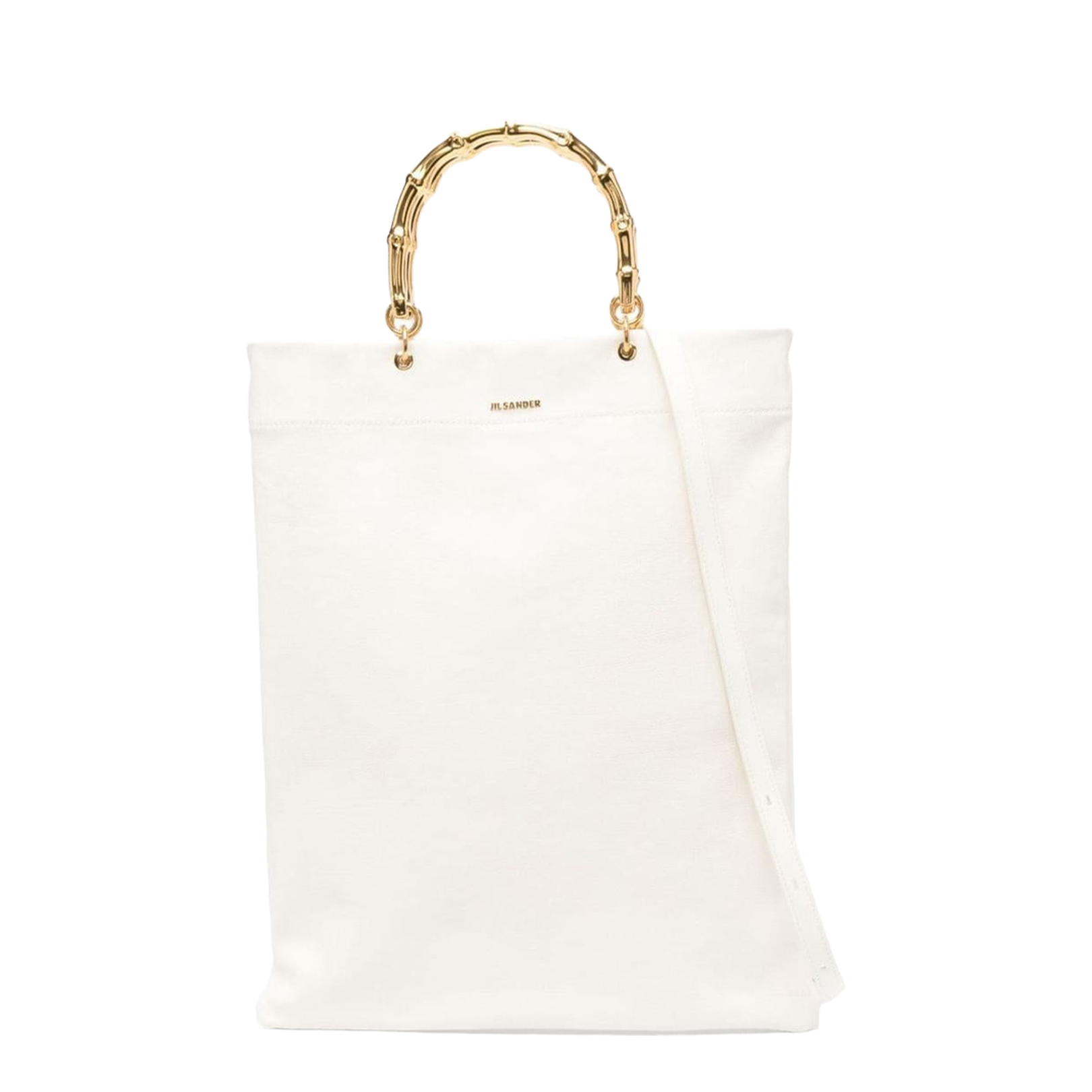 White Tote Bag with Bamboo Handles