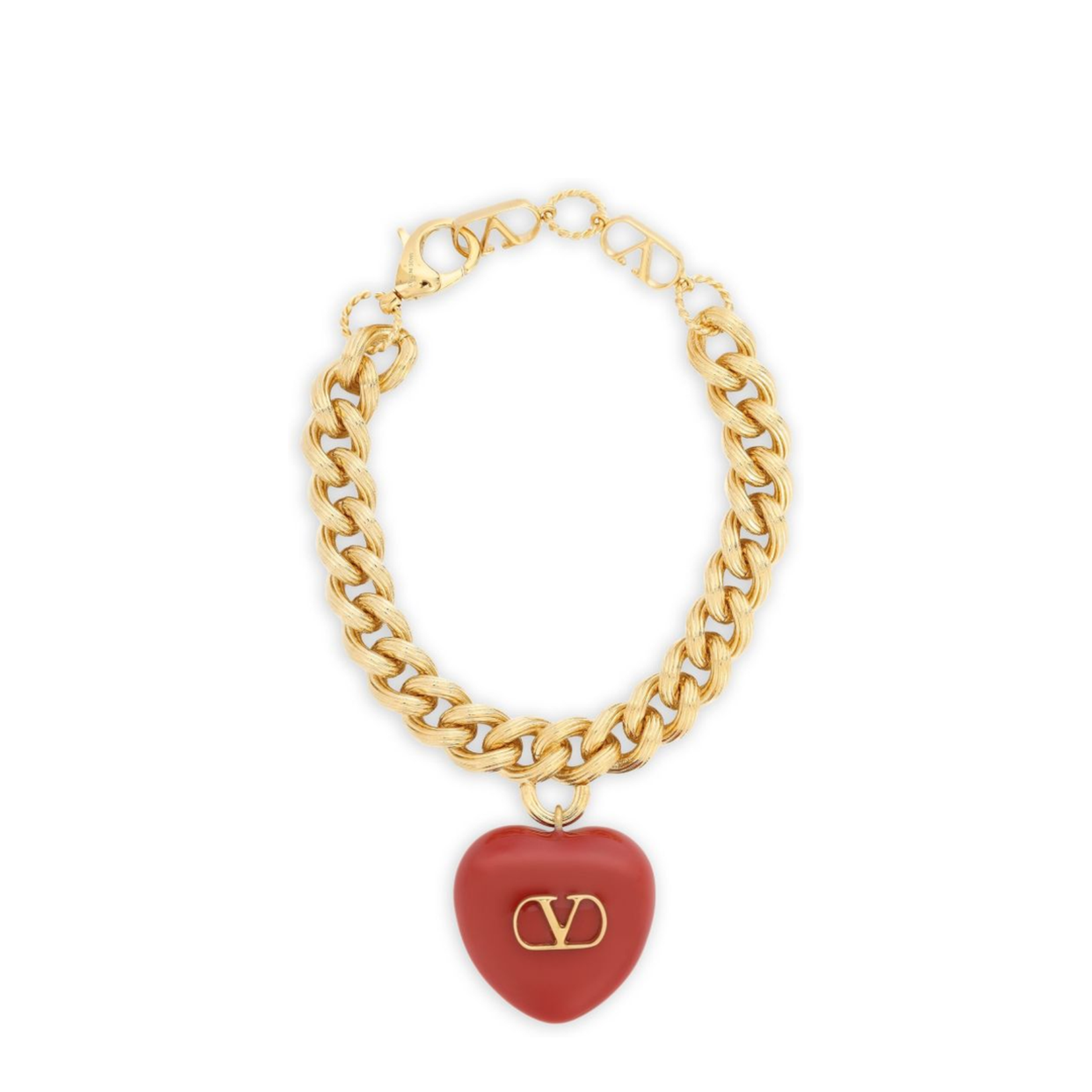 Curb Chain Heart Charm Bracelet