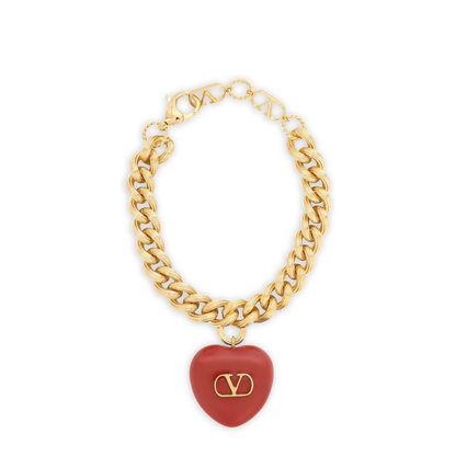 Curb Chain Heart Charm Bracelet