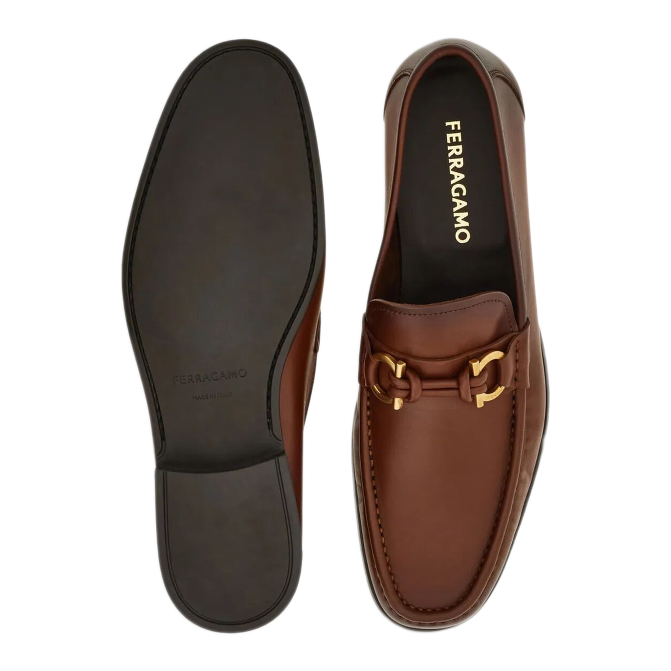 MAYFEYR - Ferragamo - Alain Leather Loafers With Hues - 02A0400786870MIDBROWNTMORO