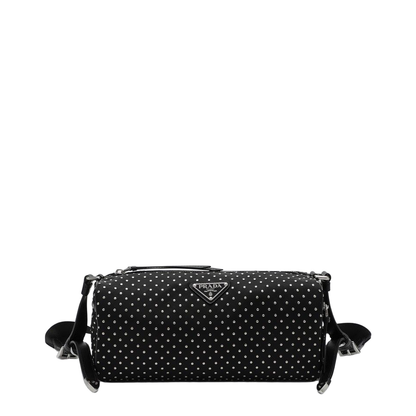 Black Re-Nylon Shoulder Bag with Studs