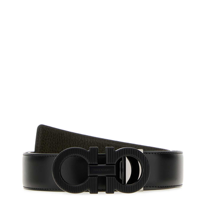MAYFEYR - Ferragamo - Black Leather Reversible Belt - 670574796223NEROMOSS