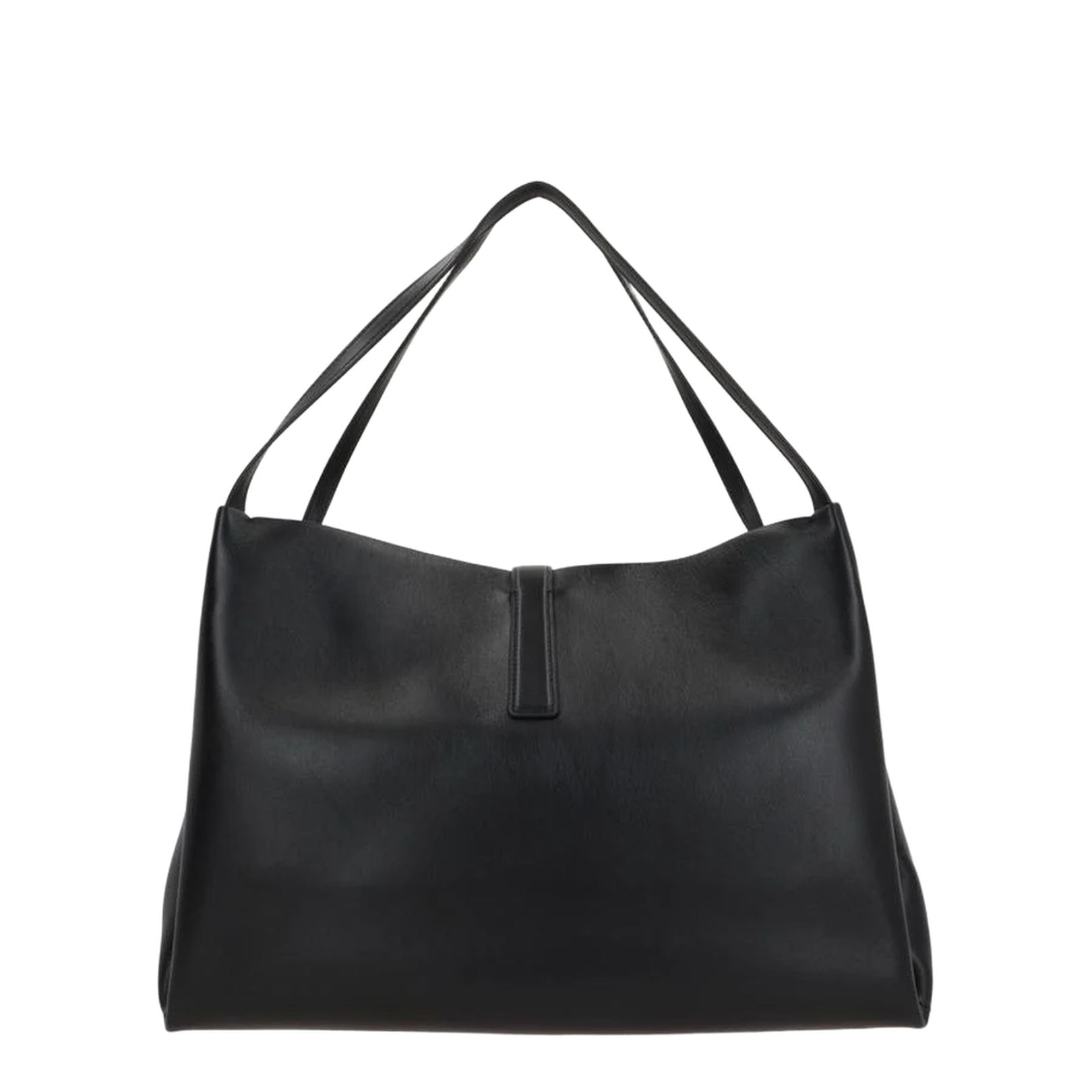 Smooth Black Leather Tote Bag