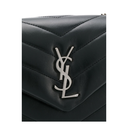 Black Leather Small Loulou Shoulder Bag